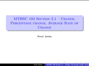 MTHSC 102 Section 2.1 – Change, Percentage change, Average