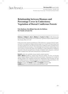Relationship between biomass and percentage cover in understorey