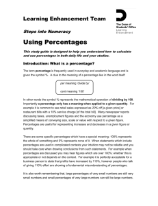 Using percentages - Portal - University of East Anglia