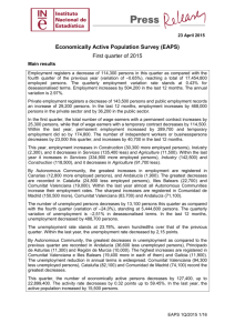 Economically Active Population Survey (EAPS) First quarter of 2015