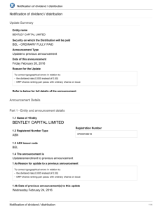 Notification of dividend / distribution