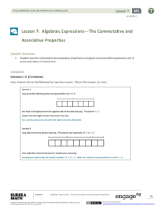 Algebraic Expressions—The Commutative and Associative Properties