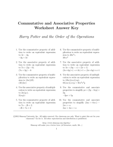 Commutative and Associative Properties Worksheet