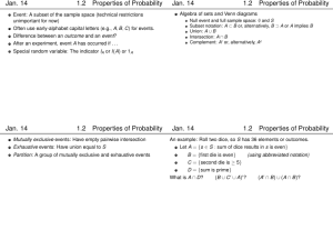 Jan. 14 1.2 Properties of Probability Jan. 14 1.2 Properties of