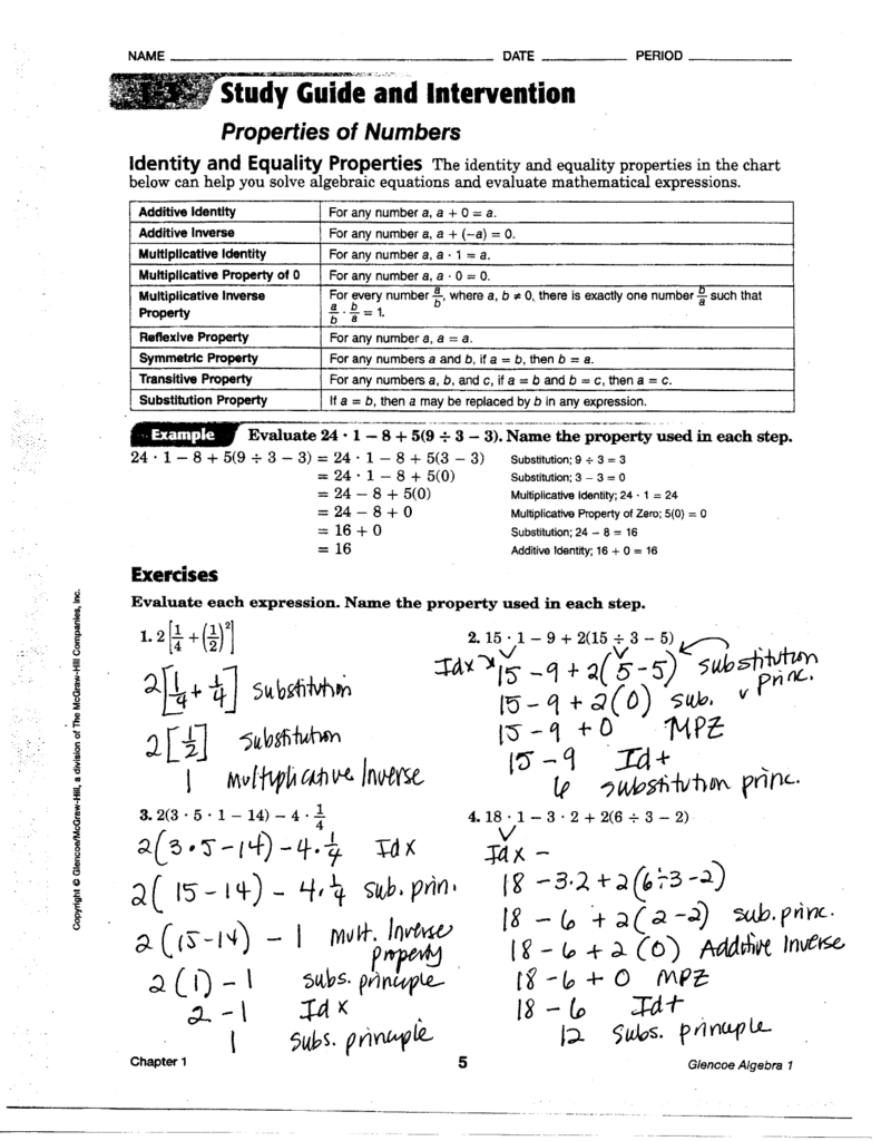 Properties Of Equality Chart