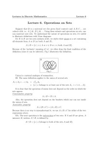 Lecture 6. Operations on Sets