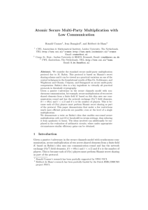 Atomic Secure Multi-Party Multiplication with Low