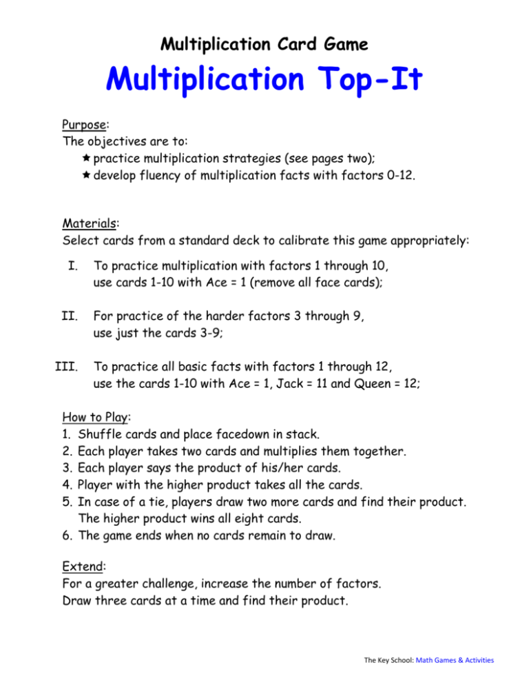 Multiplication Top It