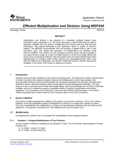 Efficient Multiplication and Division Using MSP430