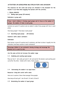 ACTIVITIES ON DEVELOPING MULTIPLICATION AND DIVISION