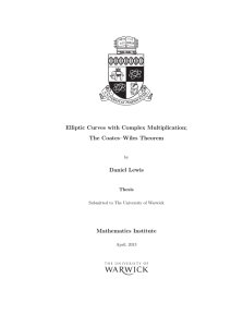 Elliptic Curves with Complex Multiplication