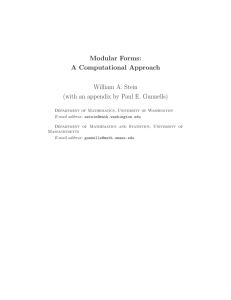 Modular Forms: A Computational Approach William A. Stein (with an