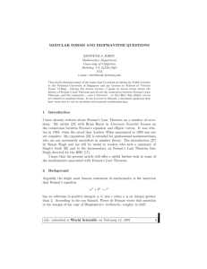 Modular forms and Diophantine questions - Berkeley