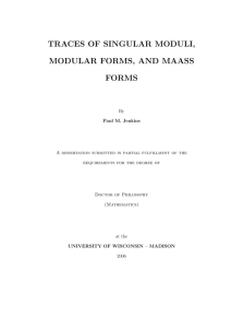 traces of singular moduli, modular forms, and