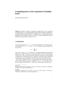 Computing power series expansions of modular forms