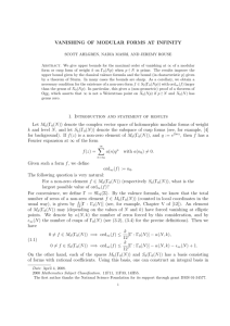 VANISHING OF MODULAR FORMS AT INFINITY 1. Introduction and