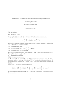 Lectures on Modular Forms and Galois Representations