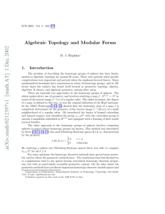 Algebraic Topology and Modular Forms
