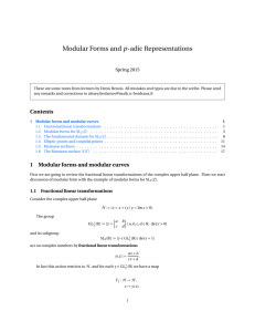Modular Forms and p-adic Representations