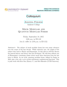 Amanda Folsom, Mock Modular andQuantum Modular Forms