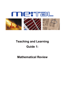 Teaching and Learning Guide 1: Mathematical Review