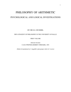 philosophy of arithmetic - The University of Texas at Austin