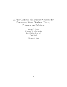 A First Course in Mathematics Concepts for Elementary School