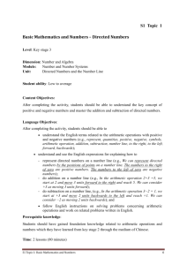 S1 Topic 1 Basic Mathematics and Numbers – Directed Numbers