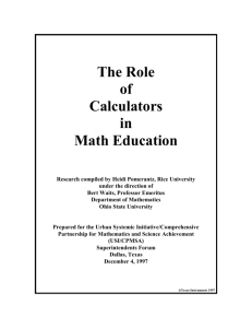 The Role of Calculators in Math Education