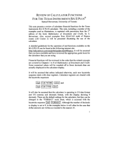 Review of Calculator Functions For The Texas Instruments BA II Plus