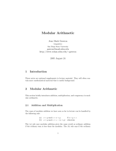 Modular Arithmetic - Rohan - San Diego State University