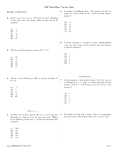 SAT Math Easy Practice Quiz Numbers and Operations 1. Aubrey