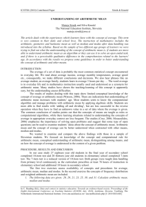 UNDERSTANDING OF ARITHMETIC MEAN Mateja Sirnik and Silva