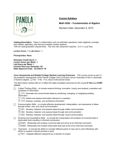 Math 0302 – Fundamentals of Algebra