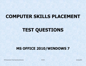 COMPUTER SKILLS PLACEMENT TEST QUESTIONS