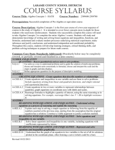 Algebra Concepts 1 - Laramie County School District #01