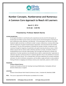 Number Concepts, Numbersense and Numeracy