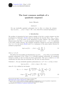 The least common multiple of a quadratic sequence - digital