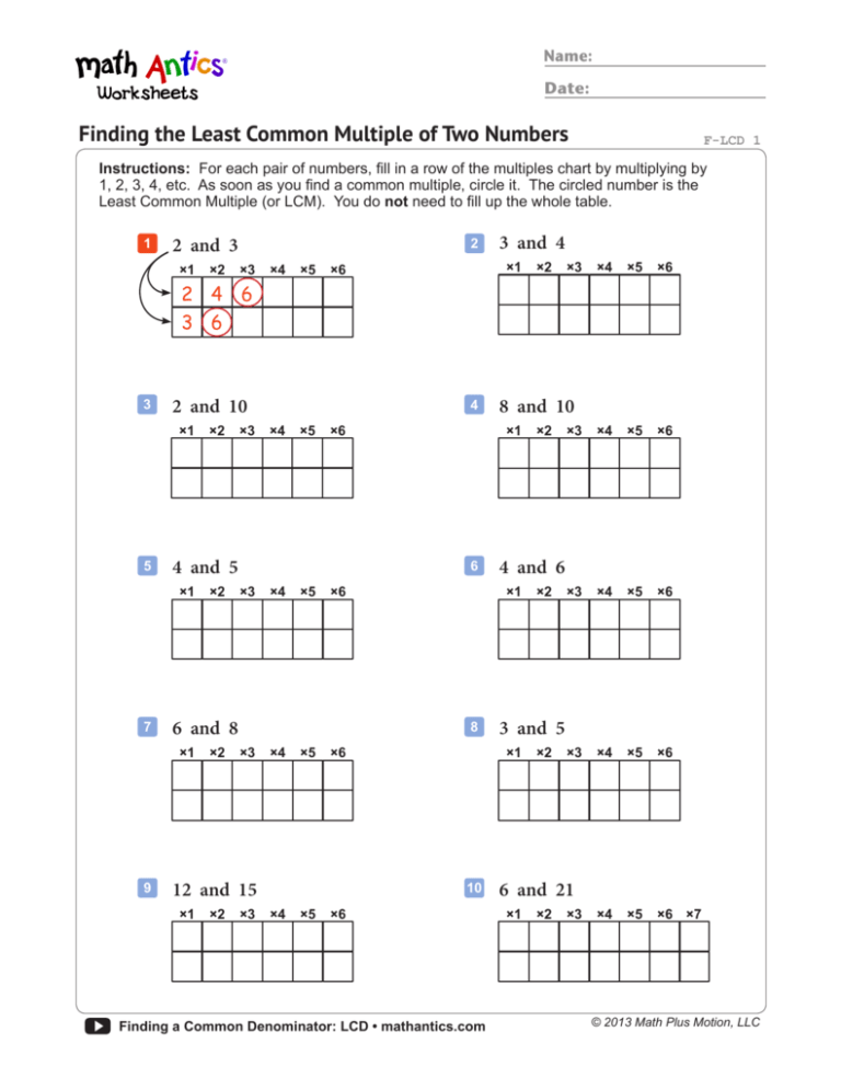 Finding The Least Common Multiple Of Two Numbers