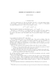 ORDERS OF ELEMENTS IN A GROUP 1. Introduction Let G be a