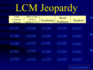 Jeopardy Game LCM