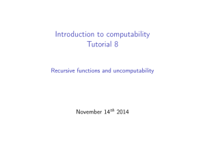 Introduction to computability Tutorial 8