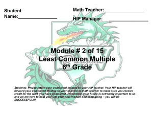 Module # 2 of 15 Least Common Multiple 6th Grade