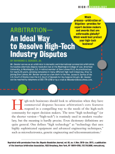 Arbitration—An Ideal Way to Resolve High