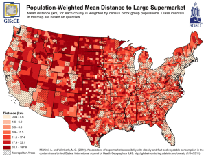 Population-Weighted Mean Distance to Large Supermarket