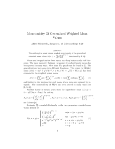 Monotonicity Of Generalized Weighted Mean Values