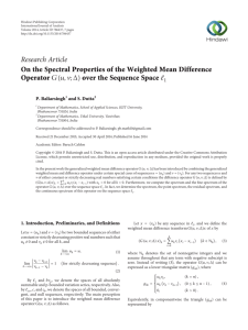 Research Article On the Spectral Properties of the Weighted Mean