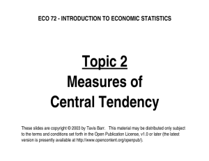 Topic 2 Measures of Central Tendency