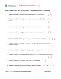 Probability Theory Worksheet 1 Key