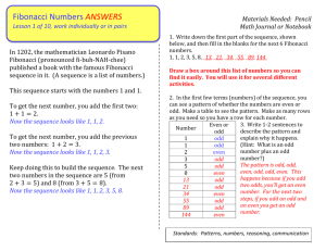 Fibonacci Numbers ANSWERS